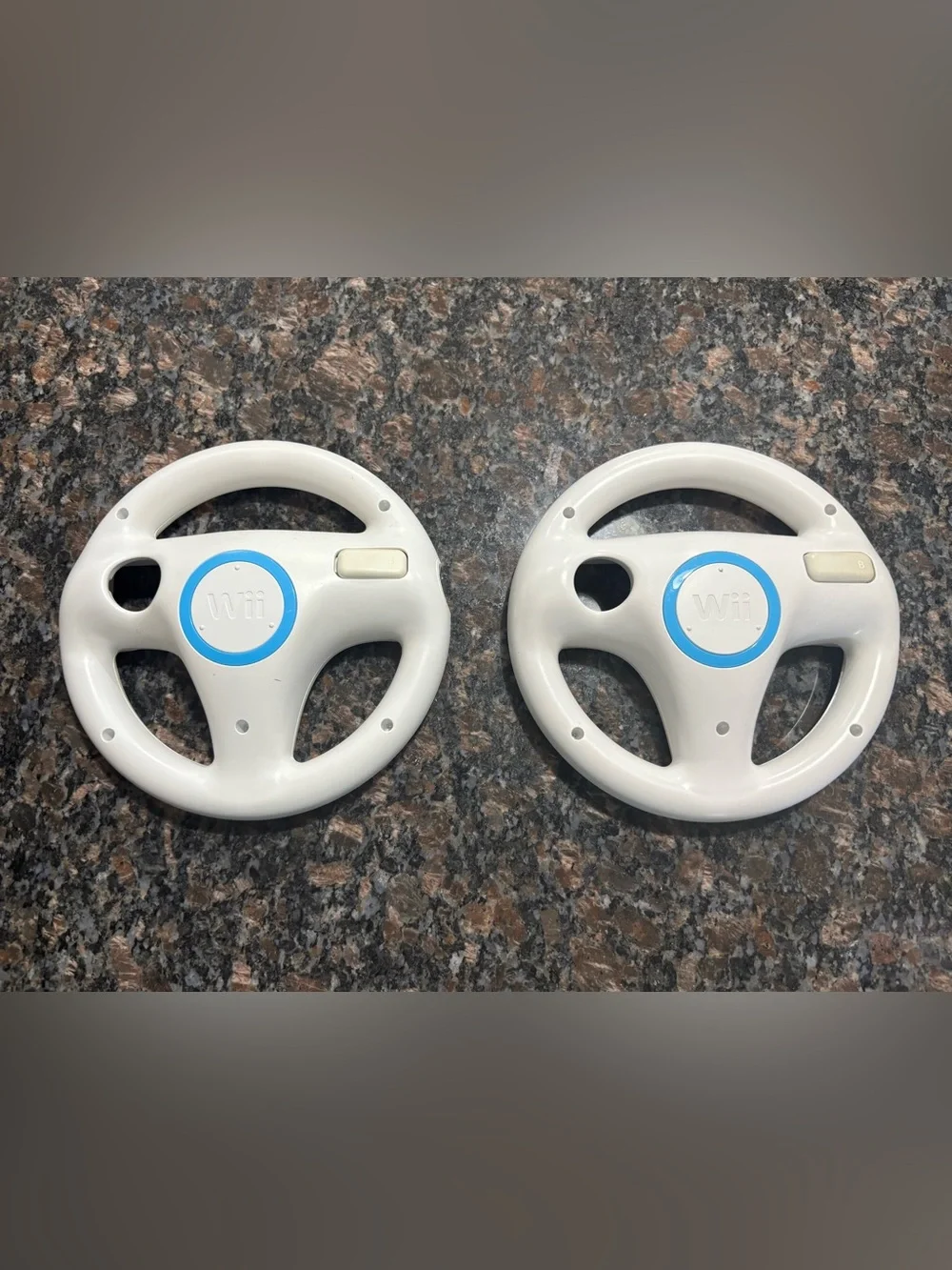 2X Official Nintendo Wii Steering Wheel Mario Kart OEM White RVL-024 Lot of 2
